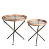 ΤΡΑΠΕΖΑΚΙ SET/2 ΣΤΡΟΓΓ. ΓΥΑΛ. TEMPERED ΜΕ ΞΥΛ. ΠΕΡΙΜΕΤΡΟ ΚΑΙ ΜΕΤΑΛΛΙΚΗ ΒΑΣΗ D65/50XH66/56ΕΚ JAM109 Espiel