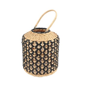 ΦΑΝΑΡΙ RATTAN ΚΥΛΙΝΔ. ΜΠΕΖ/ΜΑΥΡΟ 26X31EK LAF103 Espiel