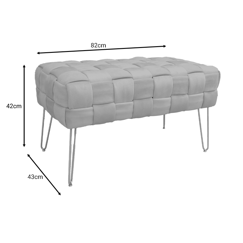 Σκαμπό Wenzo γκρι βελούδο 82x43x46εκ - Image 4