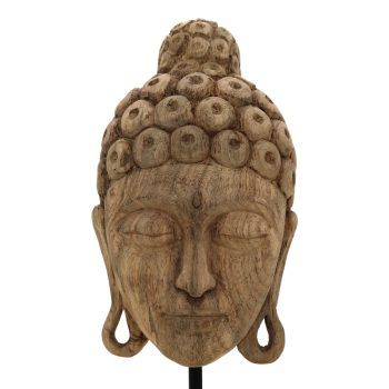 Alternative view of Επιτραπέζιο διακοσμητικό βούδας Mask Inart φυσικό μάνγκο ξύλο-μέταλλο 20x18.5x48.5εκ