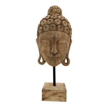 Επιτραπέζιο διακοσμητικό βούδας Mask Inart φυσικό μάνγκο ξύλο-μέταλλο 20x18.5x48.5εκ 312-000028