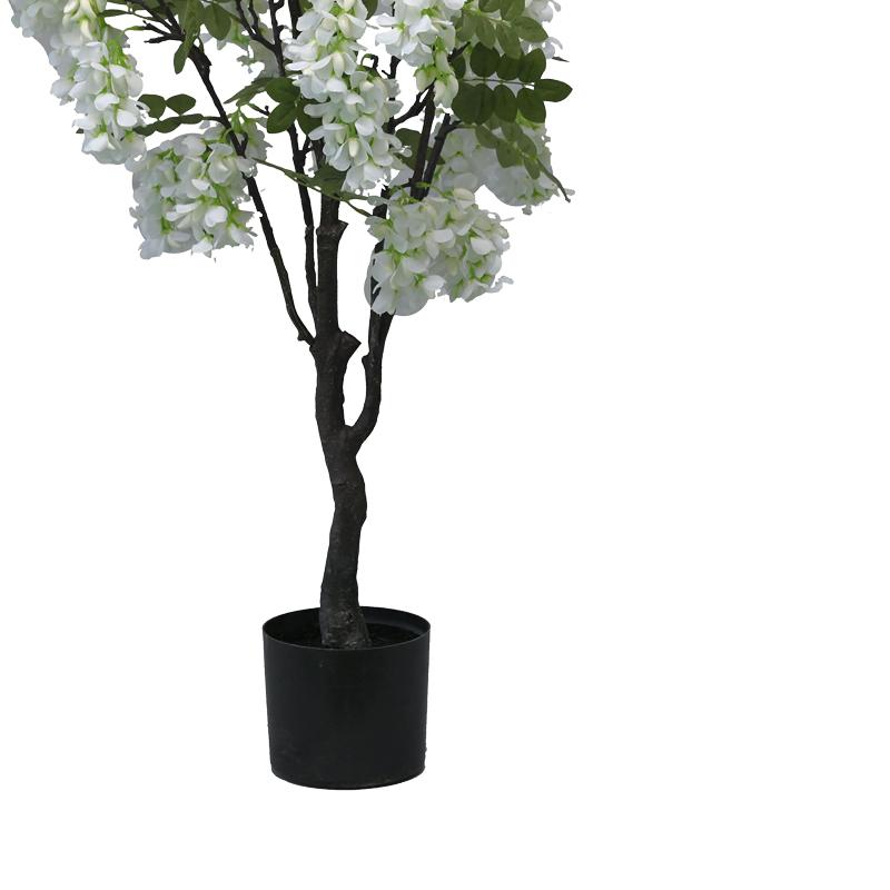 Διακοσμητικό φυτό Bean flowers σε γλάστρα Inart λευκό pp Υ125εκ - Image 3