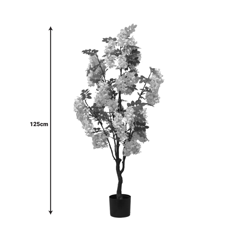 Διακοσμητικό φυτό Bean flowers σε γλάστρα Inart λευκό pp Υ125εκ - Image 4