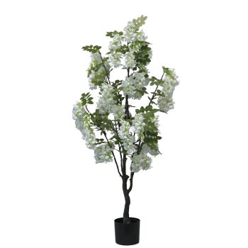 Διακοσμητικό φυτό Bean flowers σε γλάστρα Inart λευκό pp Υ125εκ 316-000025