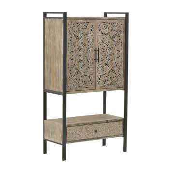 ΝΤΟYΛΑΠΙ ΜΕΤΑΛΛΙΚΟ/ΞΥΛΙΝΟ ΜΑΥΡΟ/NATURAL 80X40X150