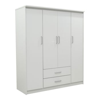 Ντουλάπα ρούχων τετράφυλλη Olympus pakoworld λευκό 159x57x183εκ 123-000214