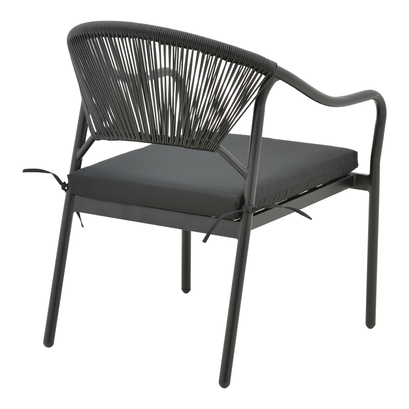Πολυθρόνα Jerqui wicker rattan μαύρο-μεταλλικό μαύρο πόδι-μαύρο μαξιλάρι 60x64x78εκ - Image 2