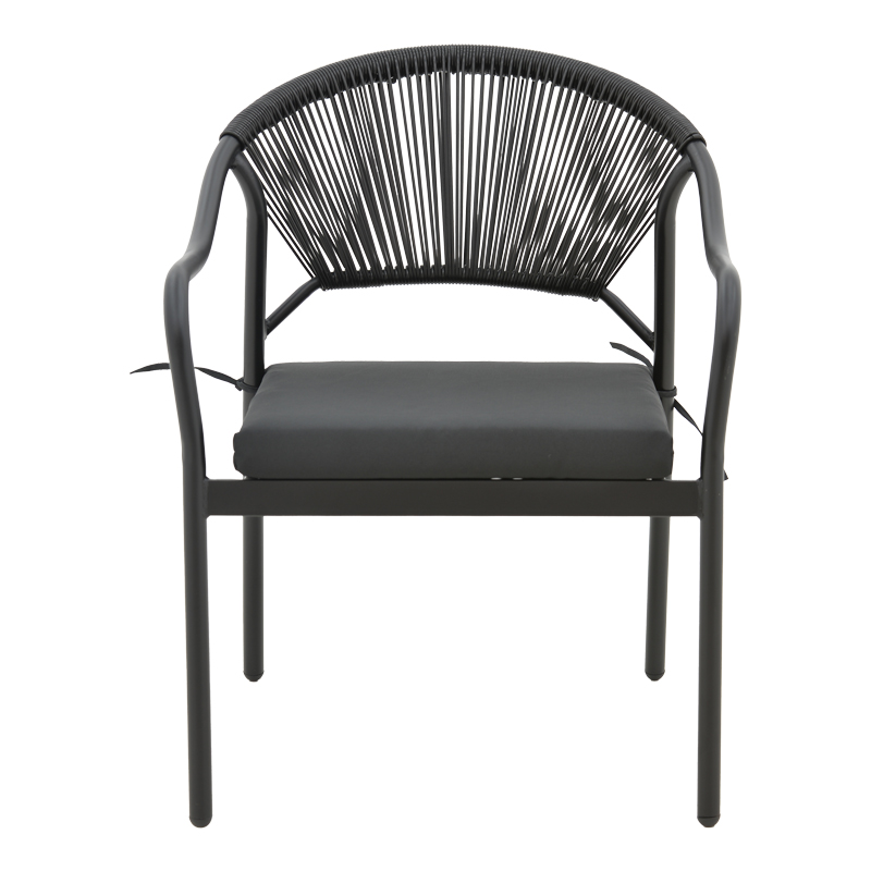 Πολυθρόνα Jerqui wicker rattan μαύρο-μεταλλικό μαύρο πόδι-μαύρο μαξιλάρι 60x64x78εκ - Image 4