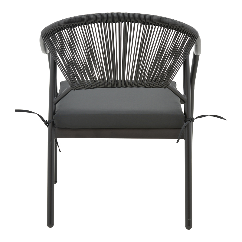 Πολυθρόνα Jerqui wicker rattan μαύρο-μεταλλικό μαύρο πόδι-μαύρο μαξιλάρι 60x64x78εκ - Image 5