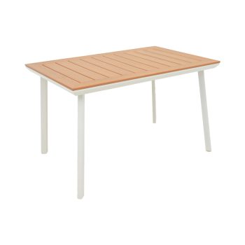Τραπέζι Griffith pakoworld λευκό αλουμίνιο και plywood σε φυσική απόχρωση 120x80x74εκ 152-000051