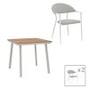 Τραπεζαρία Synergy-Pino σετ 3τεμ pakoworld λευκό αλουμίνιο και plywood σε φυσικό χρώμα 80x80x74εκ 200-000949