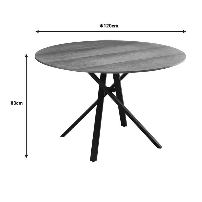 Tραπέζι Cerco sonoma mdf και μαύρο μεταλλικό πόδι Φ120x75εκ - Image 4
