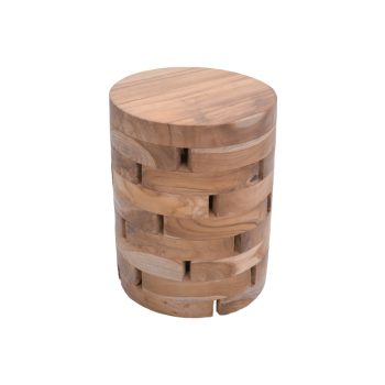 Σκαμπό Shard Inart φυσικό μασίφ ξύλο teak Φ35x45εκ 315-000017