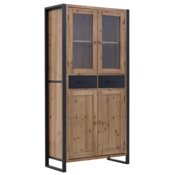ΒΙΤΡΙΝΑ ΞΥΛΙΝΗ/ΜΕΤΑΛΛΙΚΗ NATURAL/ΜΑΥΡΗ 90X40X180