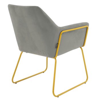 Alternative view of Πολυθρόνα Mira  βελούδο γκρι-χρυσό 65x69x86εκ