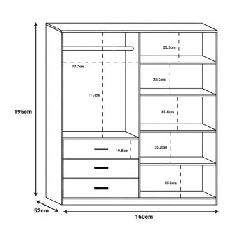 Alternative view of Ντουλάπα Sonlen  σε καρυδί-ανθρακί απόχρωση 160x52x195εκ