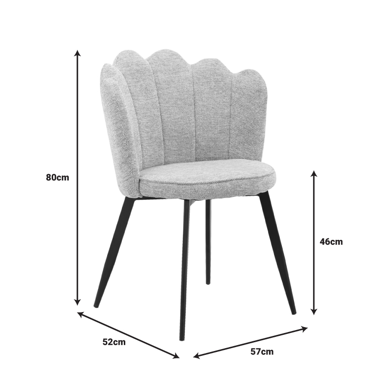 Καρέκλα Rosalia γκρι ύφασμα-πόδι μαύρο μέταλλο 57x52x80εκ - Image 5