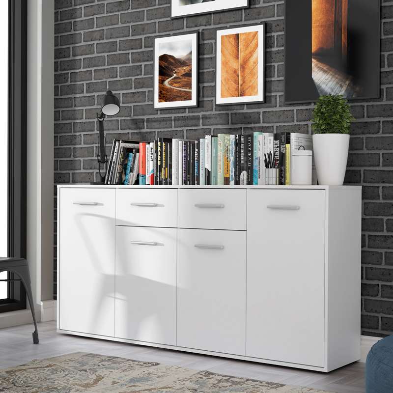 Μπουφές Drepen μελαμίνη σε λευκό χρώμα 162.3x34.2x81.7εκ - Image 2