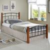 Κρεβάτι μονό Mandy pakoworld καρυδί rubberwood-μαύρο μέταλλο 90x190εκ 330-000001