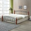 Κρεβάτι διπλό Clarive pakoworld καρυδί rubberwood-μαύρο μέταλλο 140x190εκ 330-000005