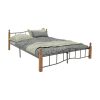 Κρεβάτι διπλό Faryn pakoworld καρυδί rubberwood-μαύρο μέταλλο 140x200εκ 330-000008