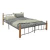Κρεβάτι διπλό Faryn pakoworld καρυδί rubberwood-μαύρο μέταλλο 150x200εκ 330-000009