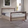 Κρεβάτι διπλό Verpen pakoworld καρυδί rubberwood-μαύρο μέταλλο 150x190εκ 330-000011