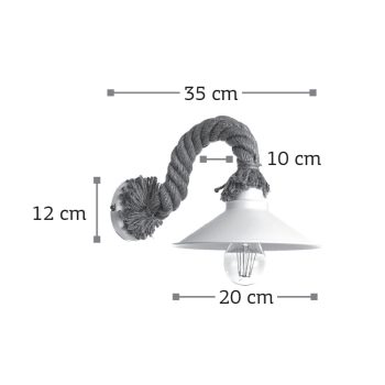 Alternative view of InLight Επιτοίχιο φωτιστικό από καφέ σχοινί και λευκό μέταλλο 1XE27 D:35cm (43351-WH)