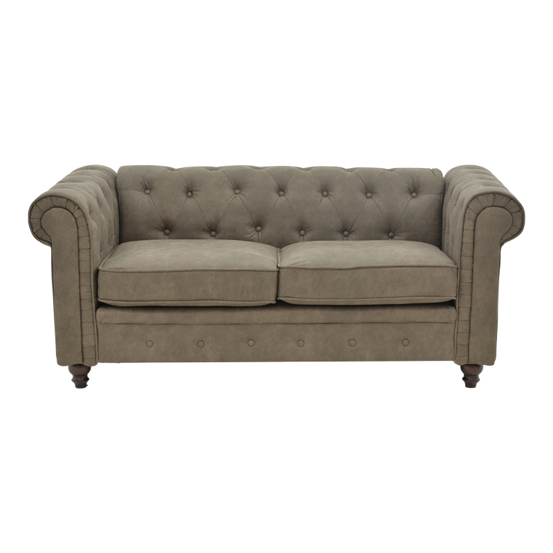 Kαναπές διθέσιος Incredible τύπου Chesterfield ύφασμα καφέ 160x84x67εκ - Image 2