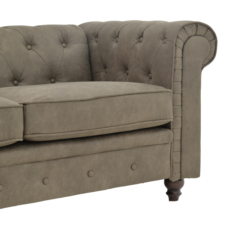 Kαναπές διθέσιος Incredible τύπου Chesterfield ύφασμα καφέ 160x84x67εκ - Image 5