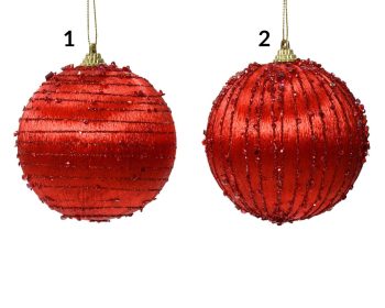 ΧΡΙΣΤΟΥΓΕΝΝΙΑΚΗ ΜΠΑΛΑ ΚΟΚΚΙΝΗ GLITTER Φ6ΕΚ ΡΙΓΕΣ