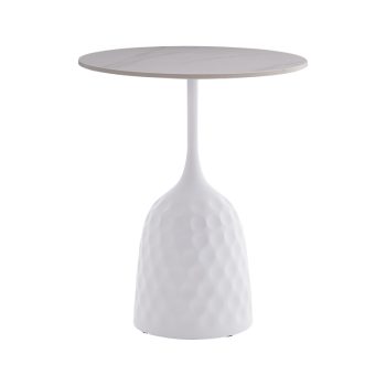 Βοηθητικό τραπέζι Kousien Inart λευκό sintered stone Φ50x60εκ 101-000098