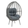 Πολυθρόνα Nestie  pakoworld wicker rattan γκρι-μεταλλικό γκρι πόδι-γκρι μαξιλάρι 102x80x155εκ 152-000020