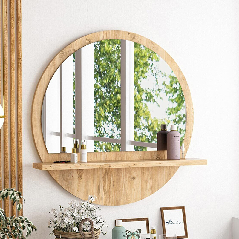 Καθρέπτης Jaklyn μελαμίνη σε φυσική απόχρωση 62x6x62εκ - Image 2