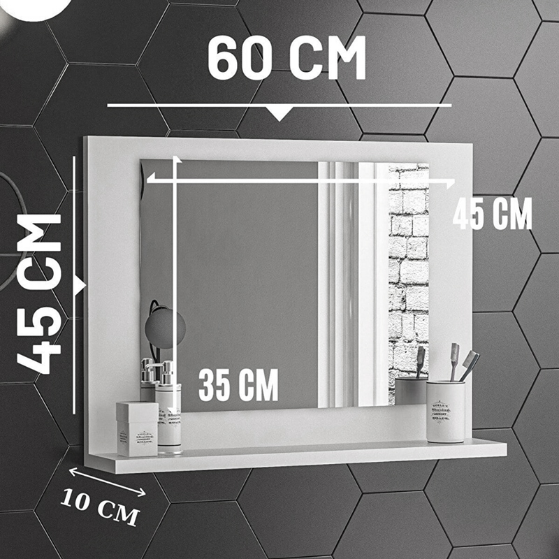 Καθρέπτης Kappa μελαμίνη σε λευκή απόχρωση 60x10x45εκ - Image 4