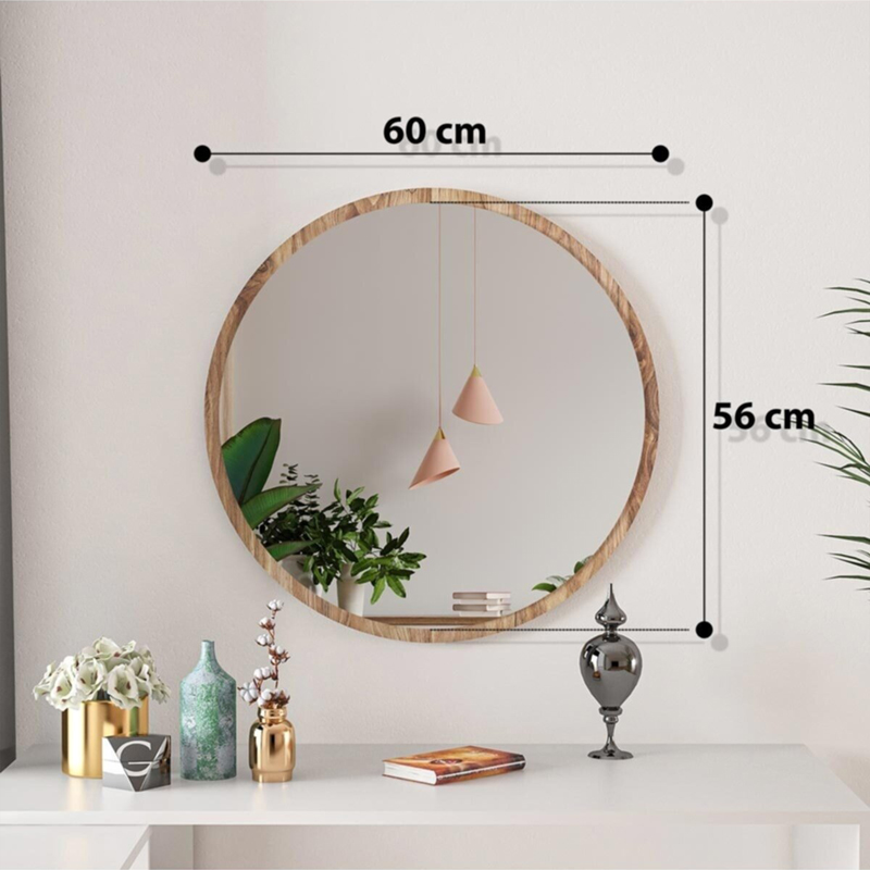 Καθρέπτης Rodro μελαμίνη σε καρυδί απόχρωση 62x6x62εκ - Image 4