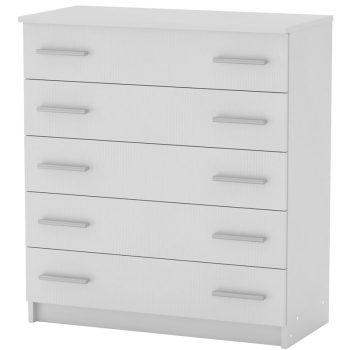 Συρταριέρα Penelope pakoworld 5 συρταριών λευκό 80.5x38x89εκ 184-000091
