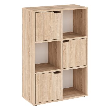 Βιβλιοθήκη Bookel pakoworld μελαμίνης σε sonoma απόχρωση 59.5x27.5x89εκ 184-000101