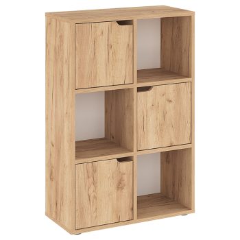 Βιβλιοθήκη Bookel pakoworld μελαμίνης σε oak απόχρωση 59.5x27.5x89εκ 184-000102
