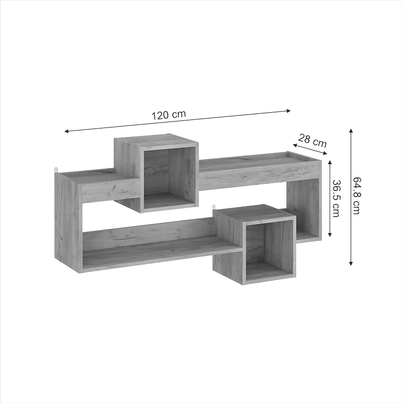 Ραφιέρα τοίχου Shellie μελαμίνης σε oak απόχρωση 120x28x65εκ - Image 5