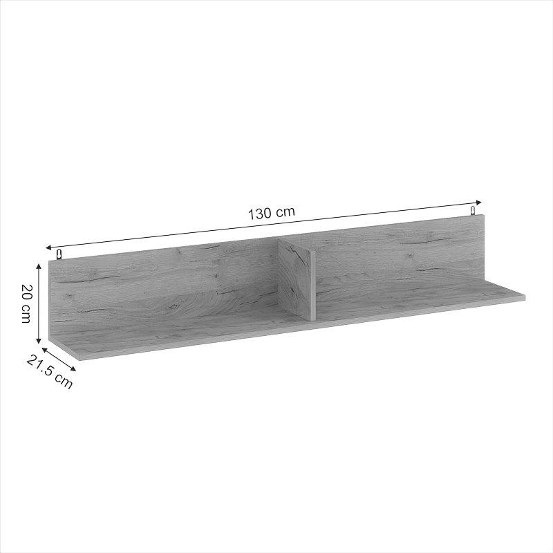 Ραφιέρα τοίχου Drowel μελαμίνης σε oak απόχρωση 130x21.6x20εκ - Image 4