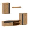 Σύνθετο σαλονιού Zarifa pakoworld oak-μαύρο μελαμίνης 190x35x190εκ 192-000041