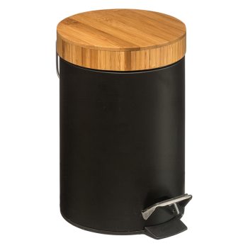 Κάδος απορριμμάτων 3L Dustbin pakoworld μέταλλο-pp μαύρο-oak 199-000210