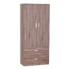 Ντουλάπα ρούχων δίφυλλη Zelia pakoworld με 2 συρτάρια χρώμα καρυδί 79x42x180εκ 249-000058