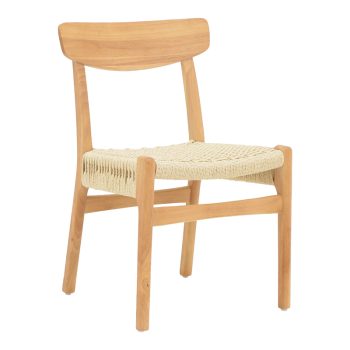Καρέκλα Eaprine pakoworld φυσικό σχοινί-rubberwood 49x53x77εκ 263-000047