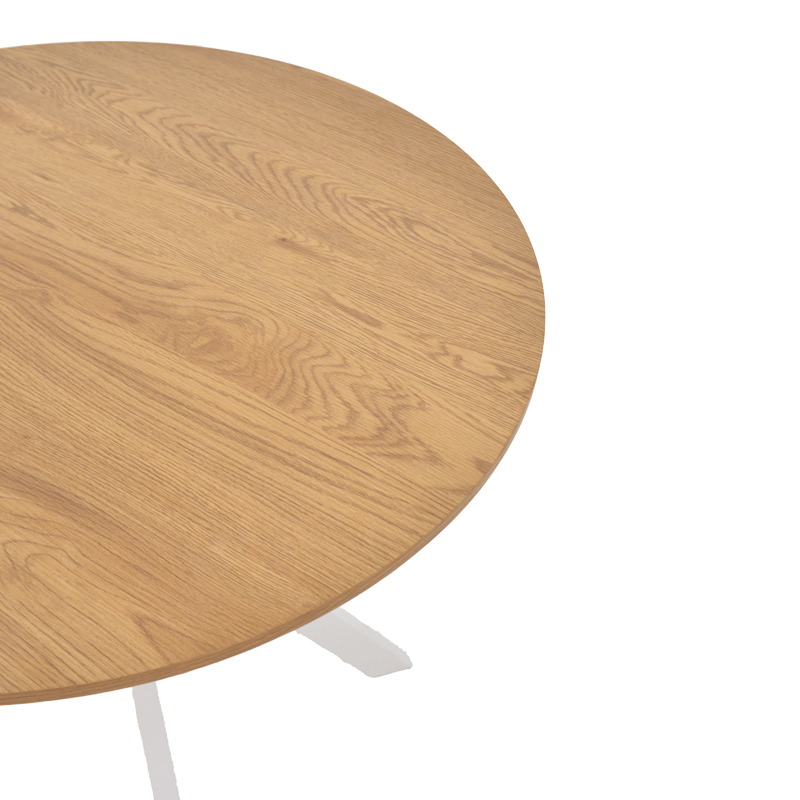 Τραπέζι Xuson φυσικό mdf-πόδι λευκό μέταλλο Φ80x75εκ - Image 4