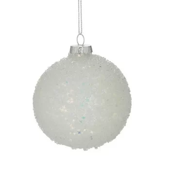 ΜΠΑΛΑ XMAS ΓΥΑΛΙΝΗ ΛΕΥΚΗ Φ8