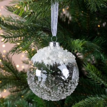 ΧΡΙΣΤΟΥΓΕΝΝΙΑΤΙΚΗ ΜΠΑΛΑ ΔΙΑΦΑΝΗ ΓΥΑΛΙΝΗ Φ8ΕΚ ΜΕ ΠΕΡΛΕΣ