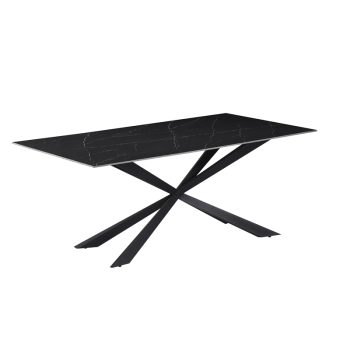 Τραπέζι Cozline Inart μαύρο μαρμάρου sintered stone-πόδι μαύρο μέταλλο 180x90x76εκ 029-000261