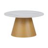 Βοηθητικό τραπέζι Soleire Inart λευκό μαρμάρου sintered stone Φ70x40εκ 029-000265